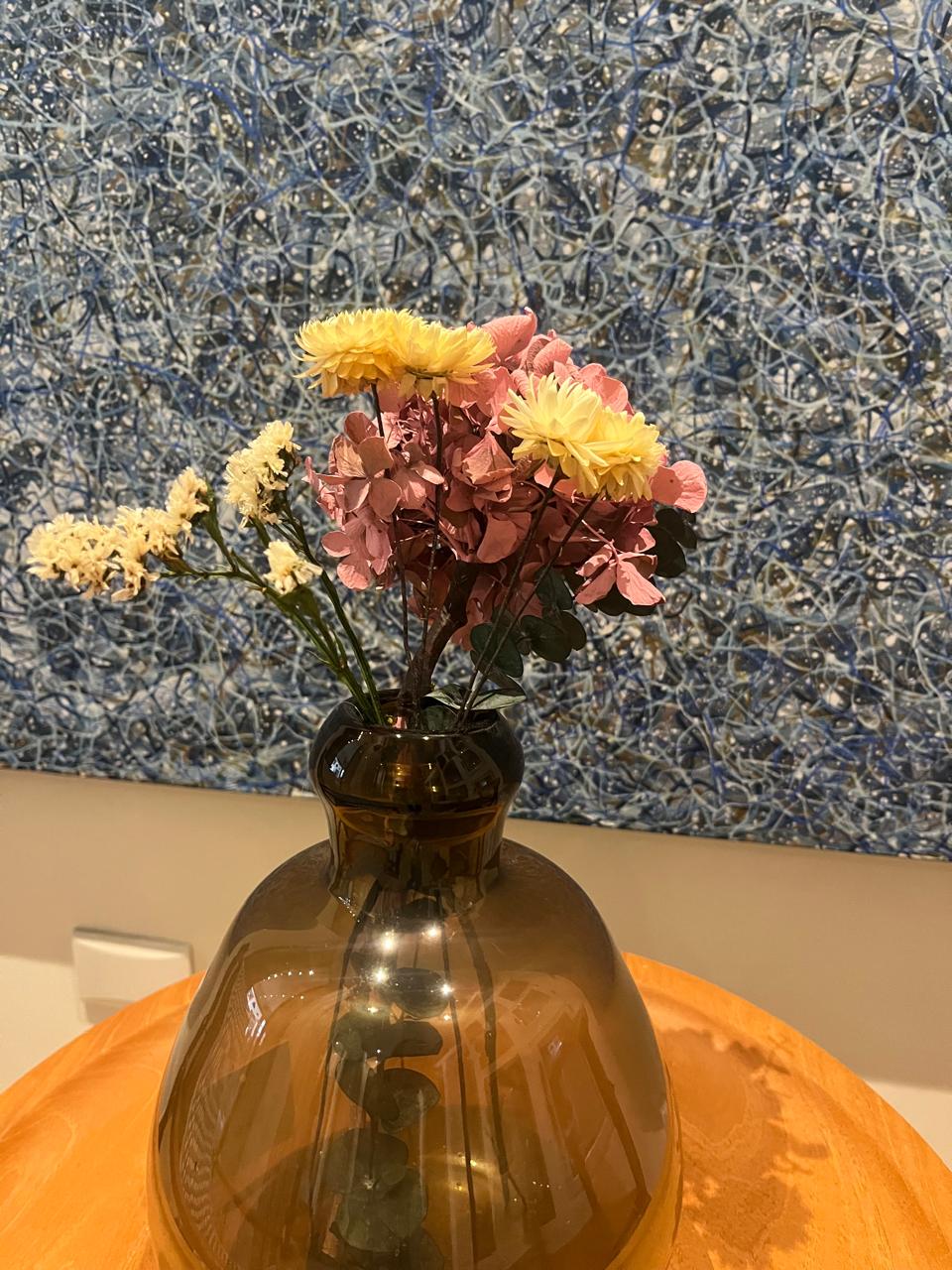 Flores - Eucalipto, Hortencia Rosa, Estatice Blanca y Siempre Viva Amarilla